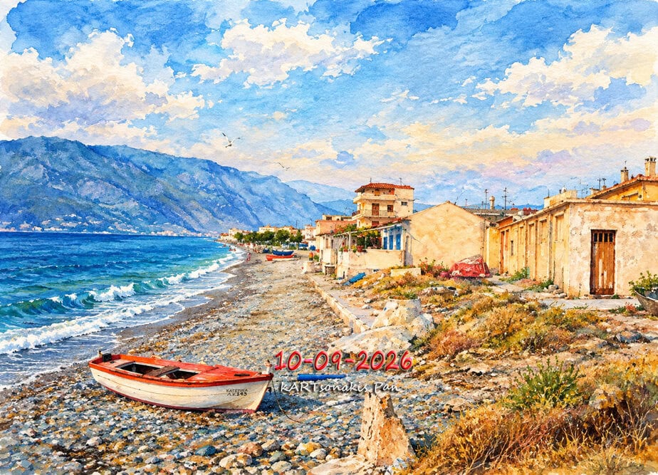 Μια βάρκα στην ακρογιαλιά χειμώνα- καλοκαίρι.